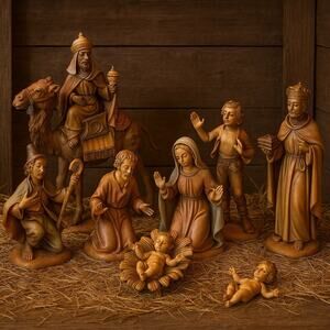 Vintage Depose Italy Nativity Set 10 Pc + Bonus Baby Jesus Hand Painted